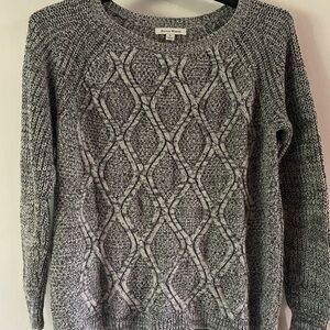 Studio Works Gray Crew Neck Sweater with Diamond Knit Pattern
